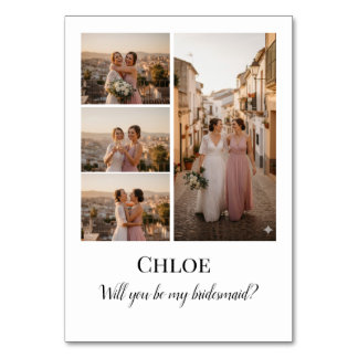 Bridesmaid Photo Strip 4 Pictures Proposal Card