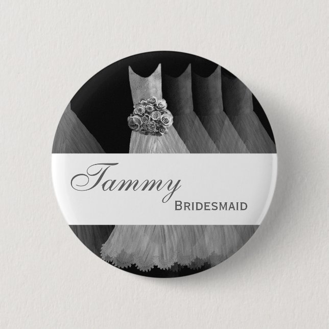 BRIDESMAID Pin Button Silver Grey Gowns M403 (Front)