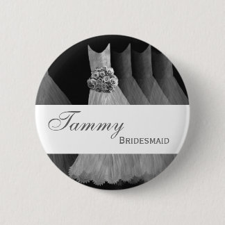 BRIDESMAID Pin Button Silver Grey Gowns M403