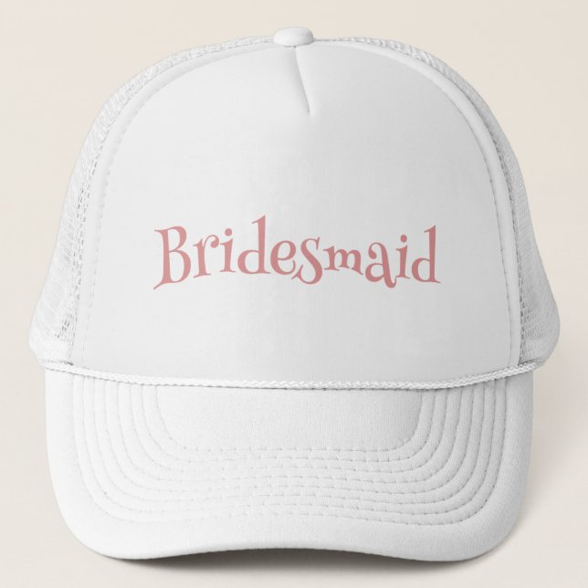 Bridesmaid Pink and White Trucker Hat (Front)
