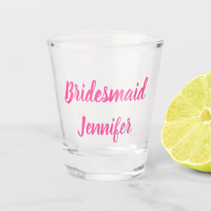 Bridesmaid Pink Custom Name Gifts Wedding  Shot Glass