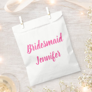 Bridesmaid Pink Custom Name Wedding Bachelorette Favour Bags