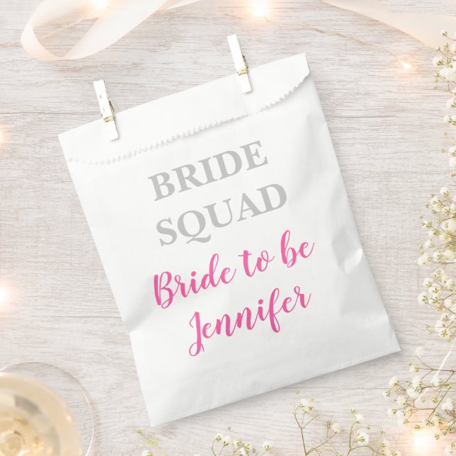 Bridesmaid Pink Custom Name Wedding Bachelorette Favour Bags (Clipped)