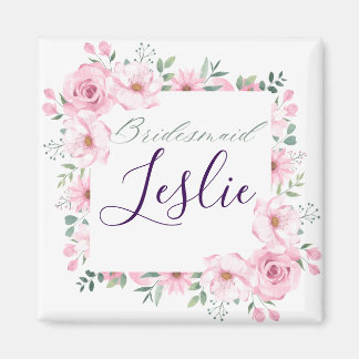 Bridesmaid Pink Floral Magnet