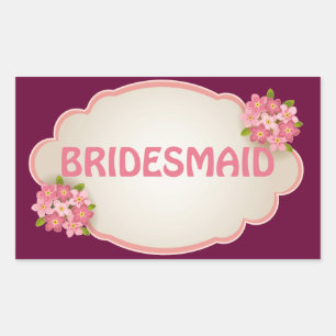 Bridesmaid (pink floral) rectangular sticker