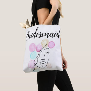 Bridesmaid Pink Grey Script Elegant Wedding Tote B Bag