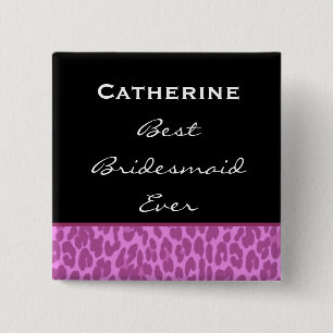 Bridesmaid Pink Leopard Z002 15 Cm Square Badge