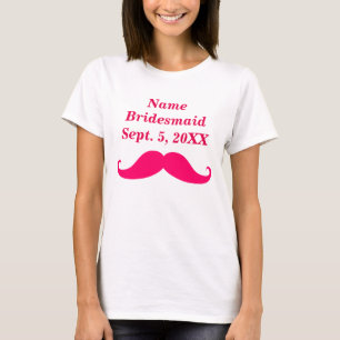 Bridesmaid Pink Moustache Womens Basic T-Shirt