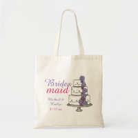 Bridesmaid Pink Purple Floral Wedding Cake Tote