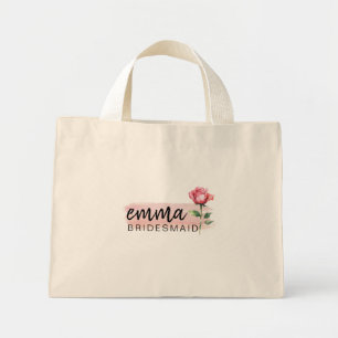 Bridesmaid Pink Rose Tote Bag – Customizable Gift