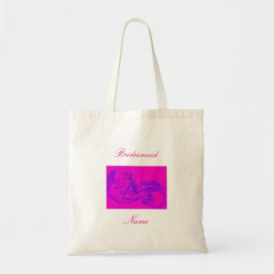 Bridesmaid pink waveriding mermaid tote bag