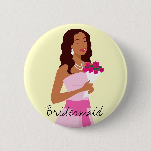 Bridesmaid Pink Wedding Gown Button (Front)
