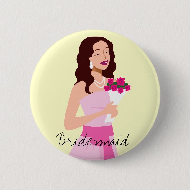 Bridesmaid Pink Wedding Gown Button (Front)