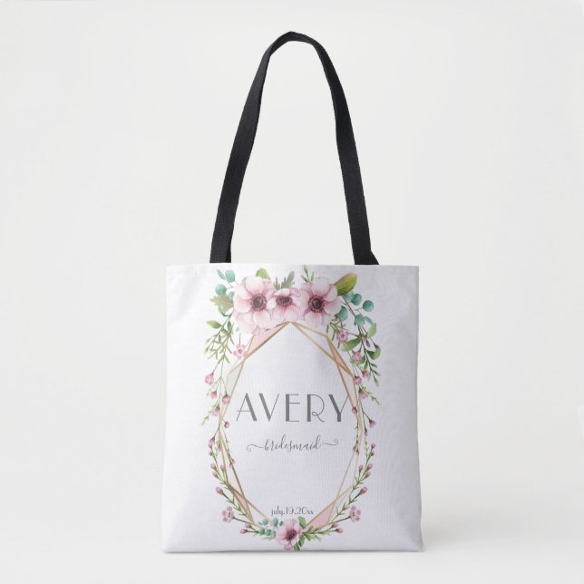 Bridesmaid Pretty Pink Anemone Flowers Tote Bag (Front)