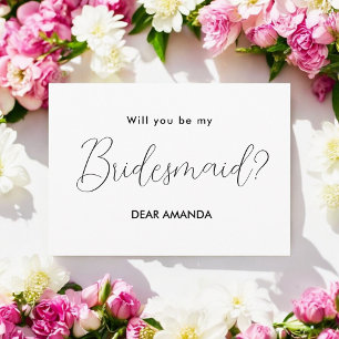 Bridesmaid Proposal Black White Elegant Invitation