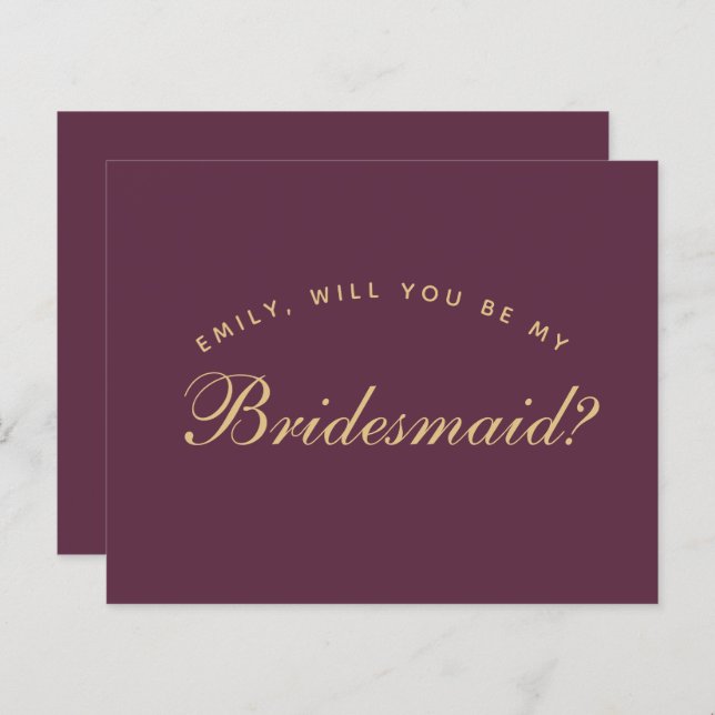 Bridesmaid Proposal Budget Wine Colour Simple (Front/Back)
