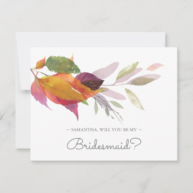 BRIDESMAID PROPOSAL card, Fall Greenery Invitation (Front)