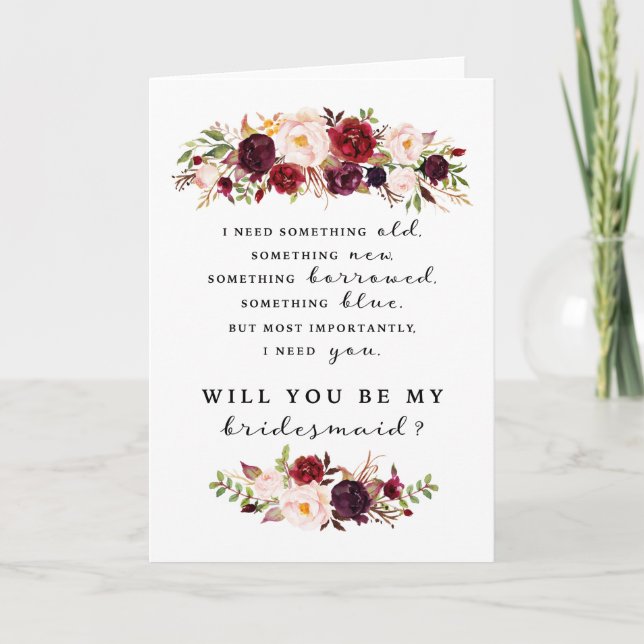 Bridesmaid Proposal Card, Folded Card (Front)