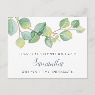 BRIDESMAID PROPOSAL card, Greenery Eucalyptus Invitation