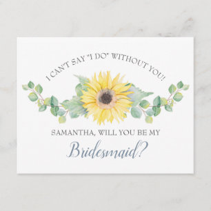 BRIDESMAID PROPOSAL card, Greenery Sunflower Invitation