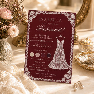 Bridesmaid Proposal Card Information Burgundy