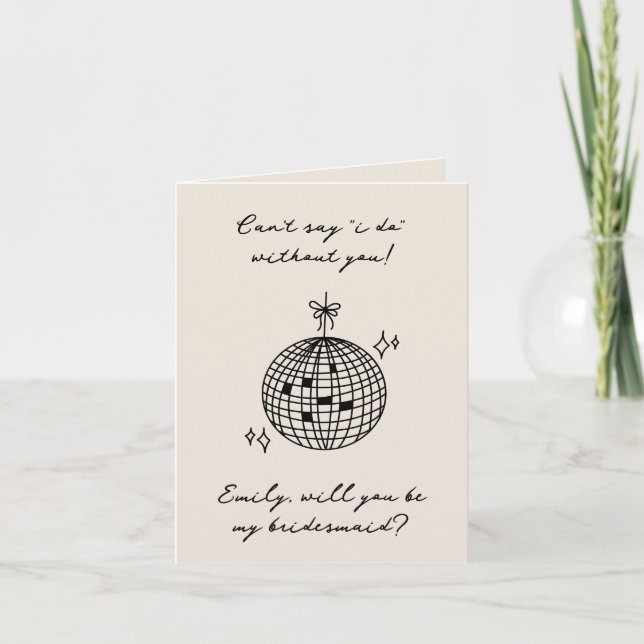 Bridesmaid Proposal Card Retro Disco Ball Wedding (Front)
