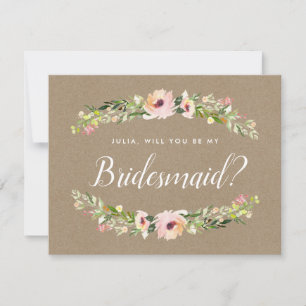 Bridesmaid Proposal Card Rustic Kraft