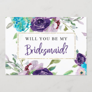 Bridesmaid Proposal Card | Turquoise & Purple