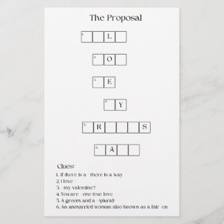 Bridesmaid Proposal Crossword