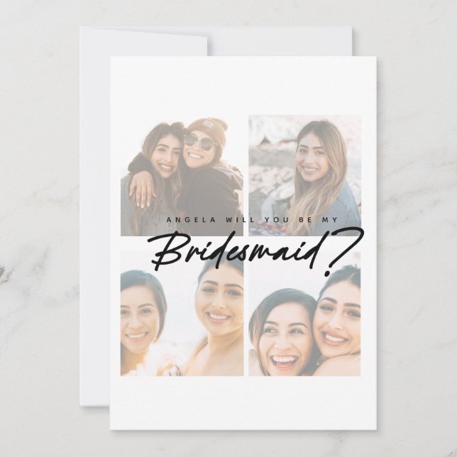 Bridesmaid proposal fade photo collage Flat Card (Front)