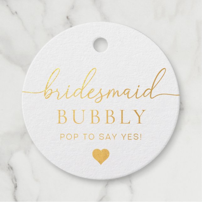 Bridesmaid Proposal Foil Favour Tag (Front)