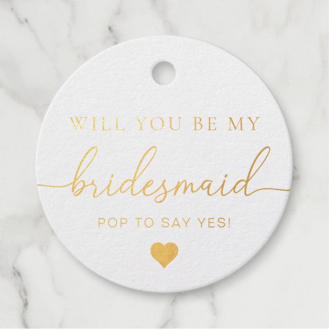 Bridesmaid Proposal Foil Favour Tag (Front)