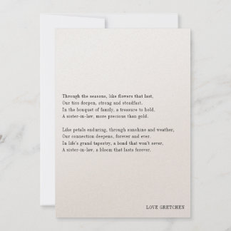 Bridesmaid Proposal for Sister-In-Law with poem Invitation