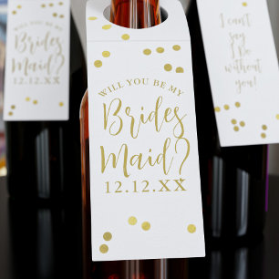 Bridesmaid Proposal Gold Confetti Bottle Tag
