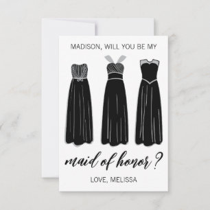 Bridesmaid Proposal Greeting Card, Black Dresses Invitation