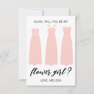 Bridesmaid Proposal Greeting Card, Pink Dresses Invitation