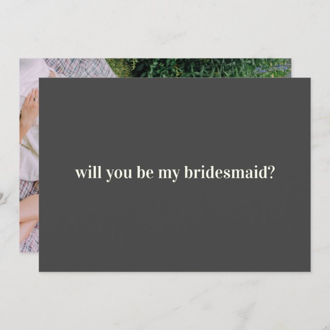 Bridesmaid Proposal in Black with Photo on Back  Card (Front/Back)