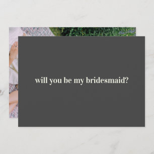 Bridesmaid Proposal in Black with Photo on Back  Card