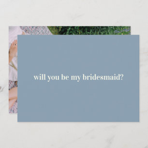 Bridesmaid Proposal in Blue with Photo on Back Card
