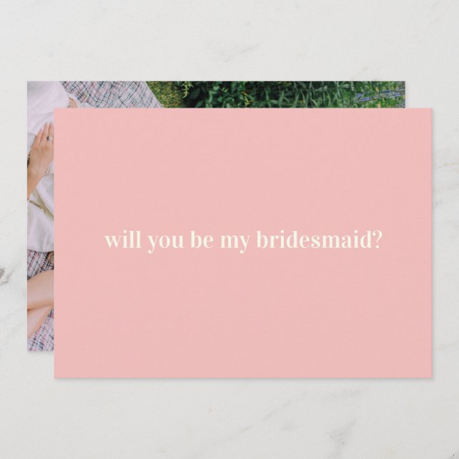 Bridesmaid Proposal in Blush with Photo on Back Card (Front/Back)