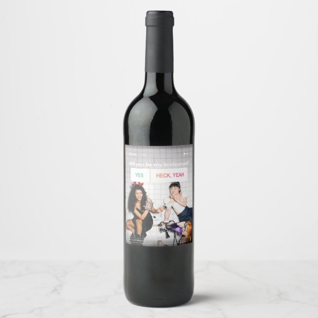 Bridesmaid Proposal Instagram Fun Modern Photo Wine Label (Front)