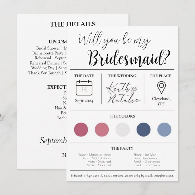 Bridesmaid Proposal Invitation (Front/Back)