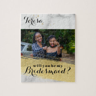Bridesmaid Proposal Marble Background Photo Jigsaw Puzzle