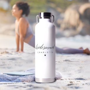 Bridesmaid Proposal Modern Script Bachelorette Water Bottle