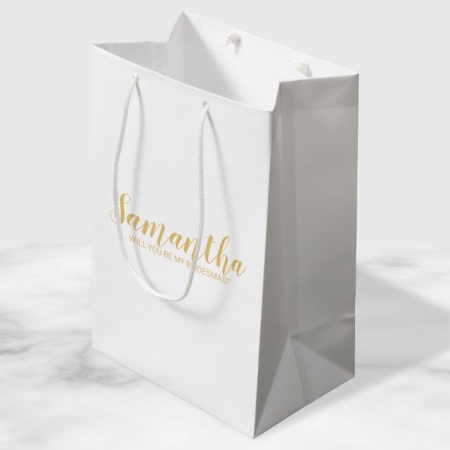 Bridesmaid Proposal | Modern Script Gold Medium Gift Bag (Creator Uploaded)
