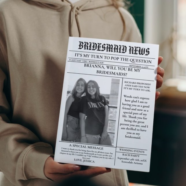 Bridesmaid proposal newspaper+Bridesmaid info card (Creator Uploaded)