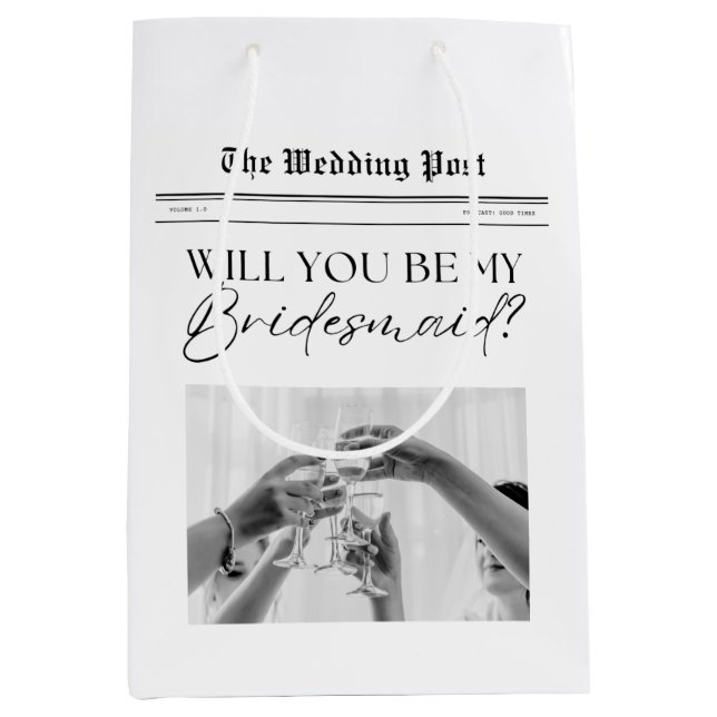 Bridesmaid Proposal Newspaper  Medium Gift Bag (Front)