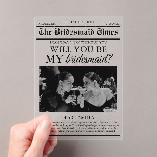 Bridesmaid Proposal Newspaper Photo Acrylic Invitations