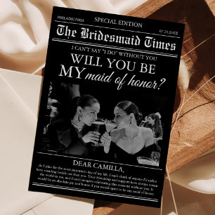 Bridesmaid Proposal Newspaper Photo Invitation