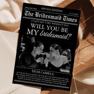 Bridesmaid Proposal Newspaper Photo Invitation
